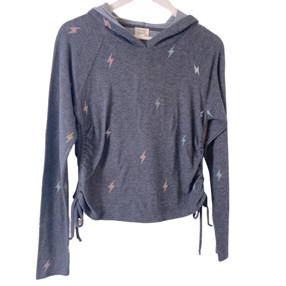 Girl Cozie by Pink Rose Hoodie Sweater Navy Light Bolt  Design Sz M